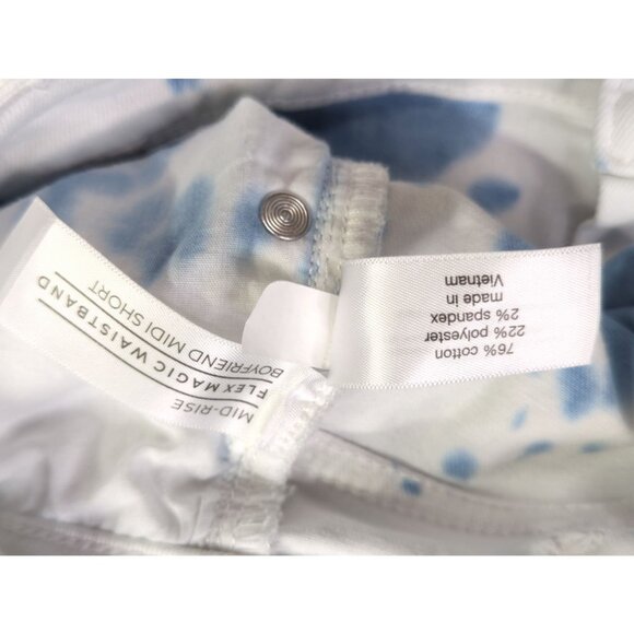 Lane Bryant Size 26 Womens Plus Tie Dye Boyfriend Midi Denim Shorts Blue White - Picture 6 of 8